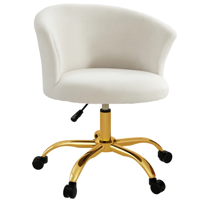 Vinsetto Scaun de birou, fotoliu de birou ergonomic reglabil în înălțime, șezut confortabil pivotant, picioare din oțel alb