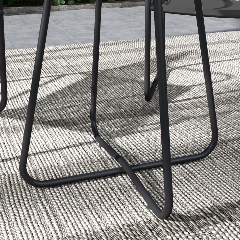 Outsunny Set de gradina 3 piese, salon de gradina, 2 scaune 1 masa rotunda, otel si tesatura mesh, gri