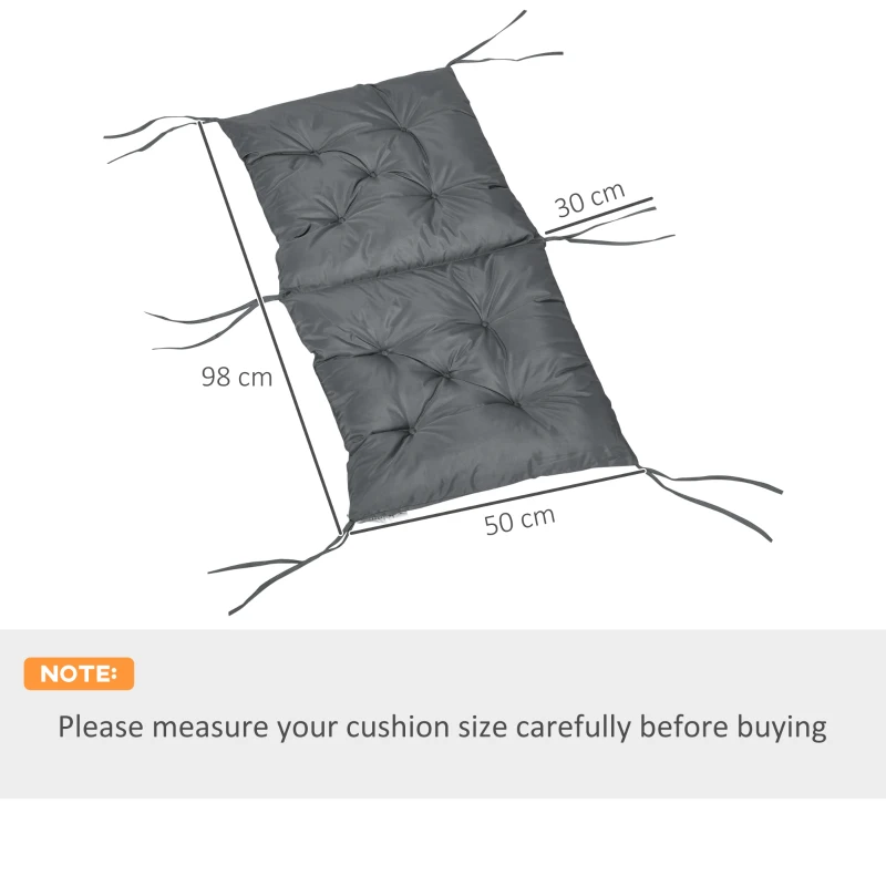 Outsunny Set de 2 perne de scaun de exterior, perne de grădină cu atașe, perne pentru terasă sau balcon, 98 x 50 x 8 cm, gri