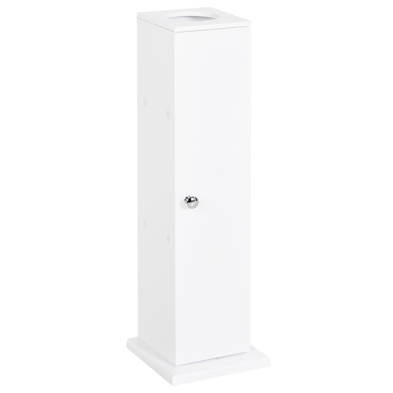 HOMCOM Mobilier de Baño Estrecho cu Orificiu pentru Hârtie Igienică și Rafturi Stil Modern 19,5x19,5x65 cm Alb
