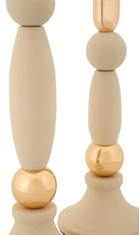 Mauro Ferretti Set Suport Lumanare Strek Crem 2 Bucăți Cm Ø9,5X25-9,5X28