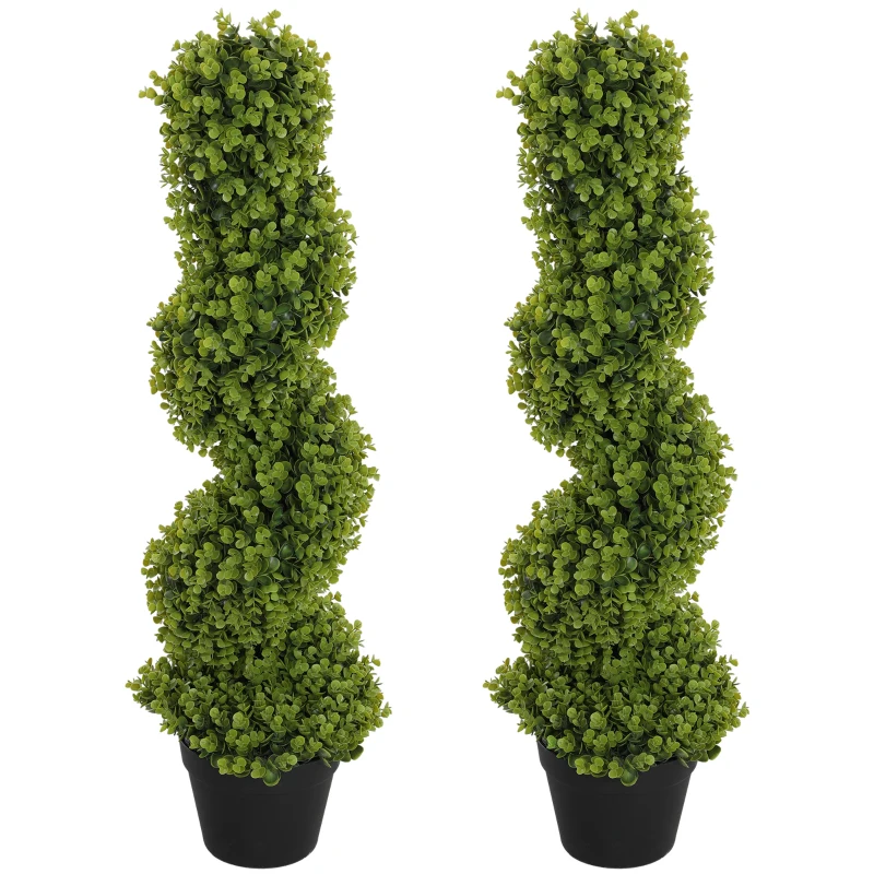 HOMCOM Set de 2 plante decorative, Plante artificiale în ghiveci, Plante artificiale pentru casă, interior, exterior, 90 cm, Verde