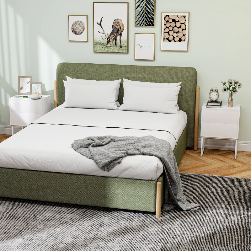 HOMCOM Set de 2 Noptiere Înguste cu 2 Sertare Deschidere la Presiune și Picioare din Oțel 40x30x55 cm Alb