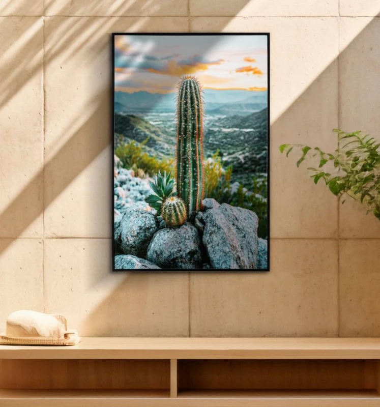 Mauro Ferretti Pictura Pe Panza, Cu Rama, Cactus -A- Cm 60X4X88