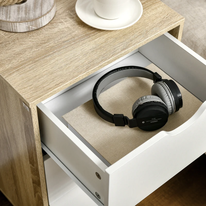 HOMCOM Comodă cu 3 Sertare și Bază Elevată pentru Dormitor Sufragerie Hol Stil Modern 40x35x68,5 cm Natural