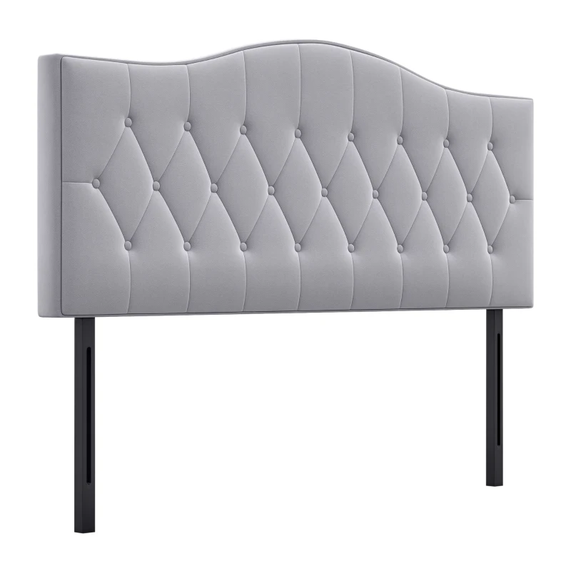 HOMCOM Cap de pat pentru pat, tapitat, cap tapitat pentru pat, culoare gri, placaj de pappel, material textil din catifea, 185 x 8 x 134 cm