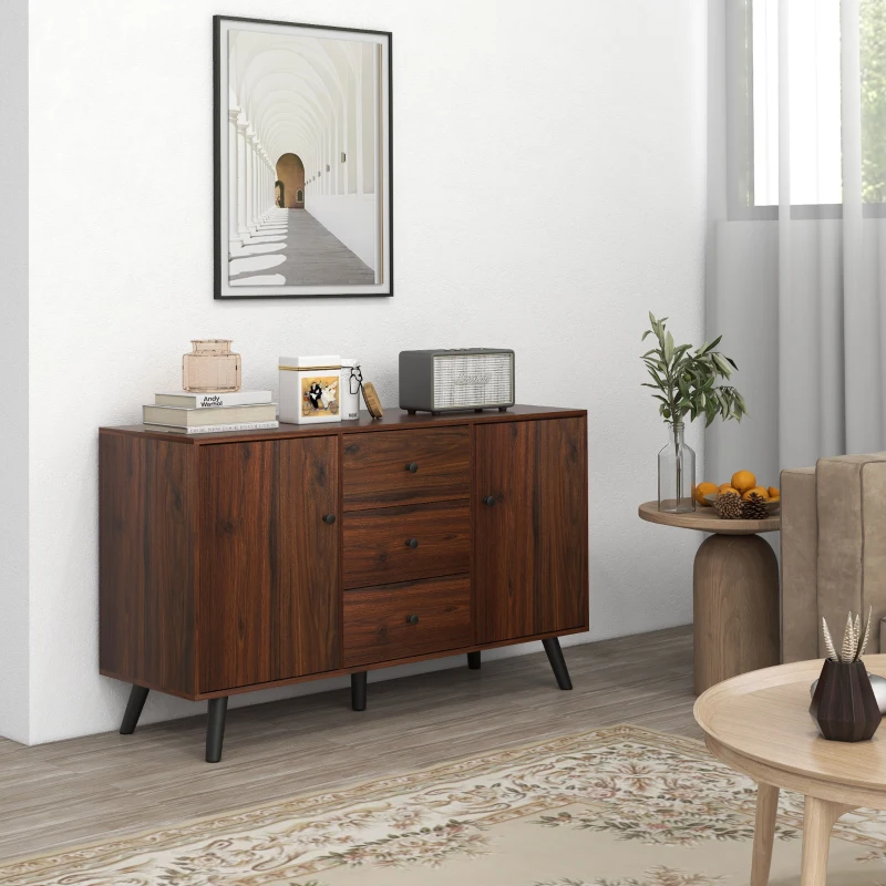 Homcom Bufet 127×40×76 cm – 2 Dulapuri & 3 Sertare pentru Sufragerie