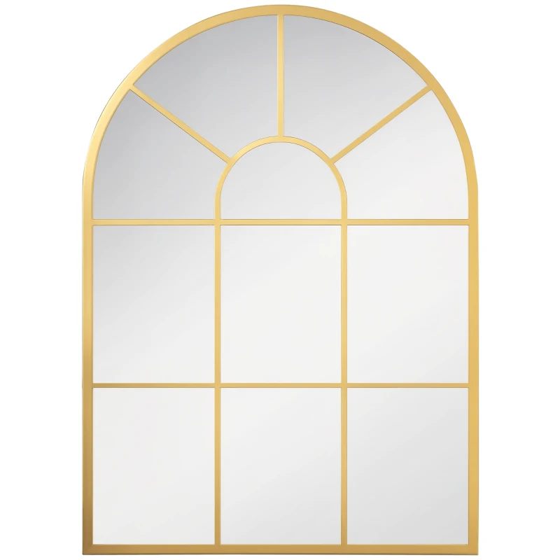 HOMCOM Oglindă murală din metal cu ramă aurie în formă arcuită - 70 x 50 cm - decor pentru intrare, dormitor, living