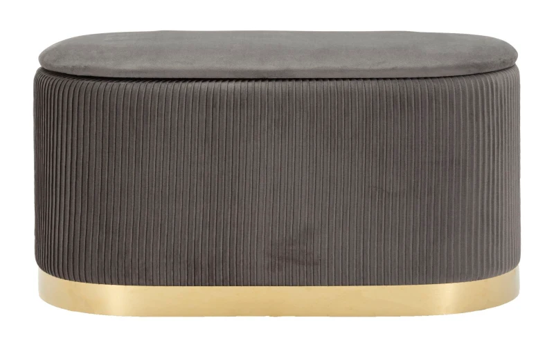 Mauro Ferretti  Banca Cu Depozitare Și Taburet Shopy Gri Set 3 Bucăți Cm 80X37X42-29X33