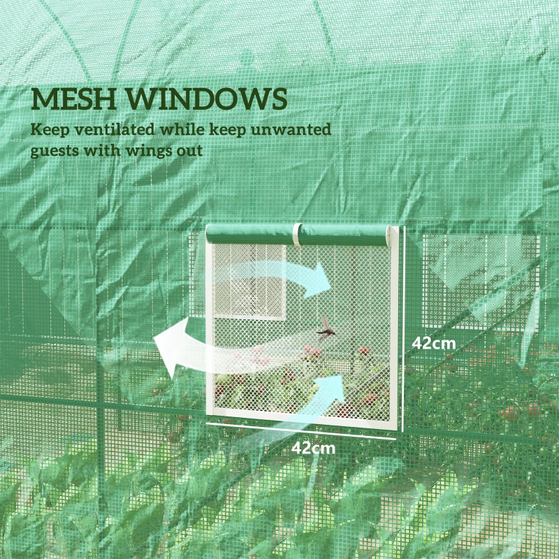 Outsunny Reinforced Walk in Polytunnel Greenhouse with Roll Up Door, Galvanised Steel Frame and Zipped Door Windows, 2.5 x 2 m