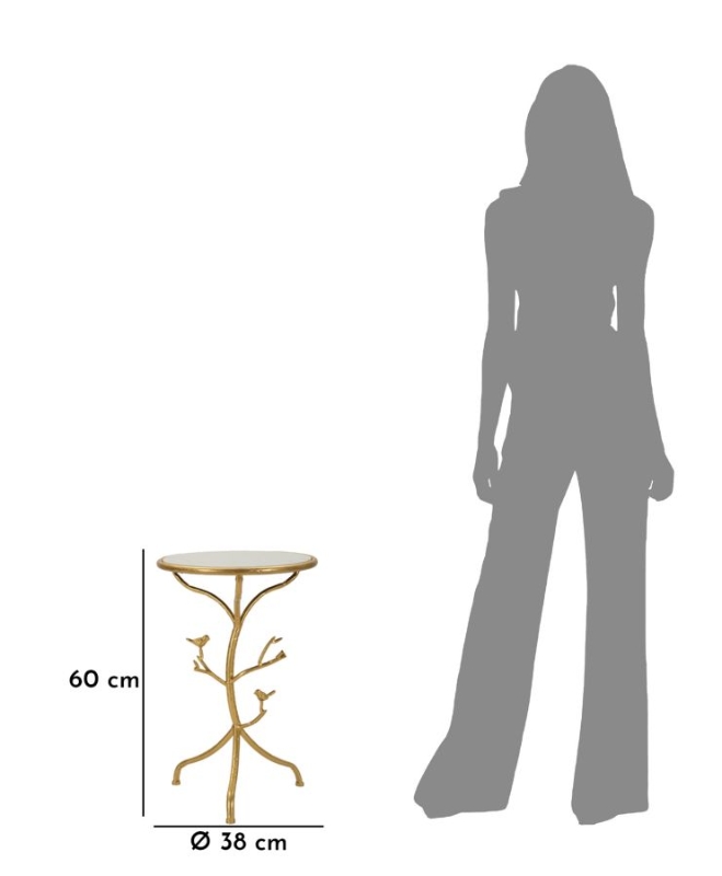 Mauro Ferretti Măsuță Mică Birds Marble, Diametru 38 Cm, Înălțime 60 Cm