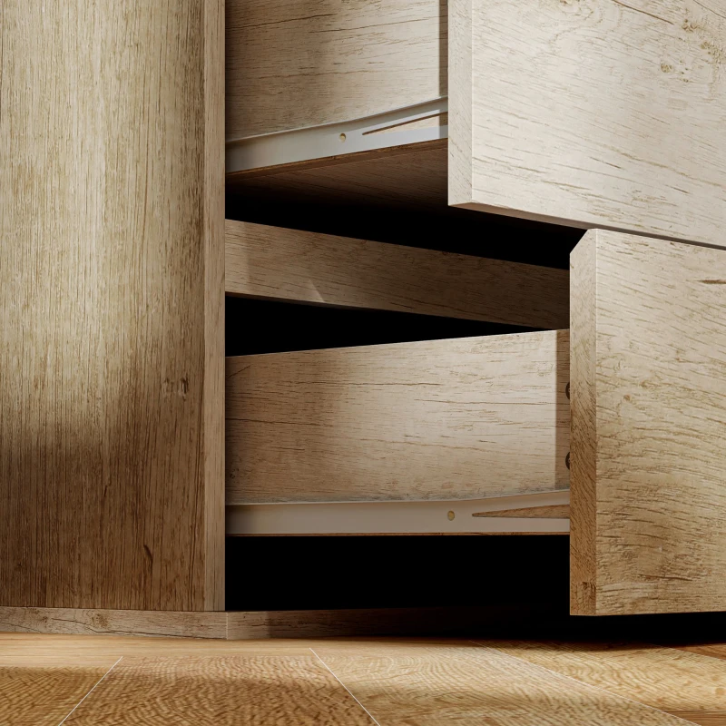 HOMCOM Comodă 5 sertare mobilier de depozitare design minimalist 60 x 38 x 100 cm lemn natural