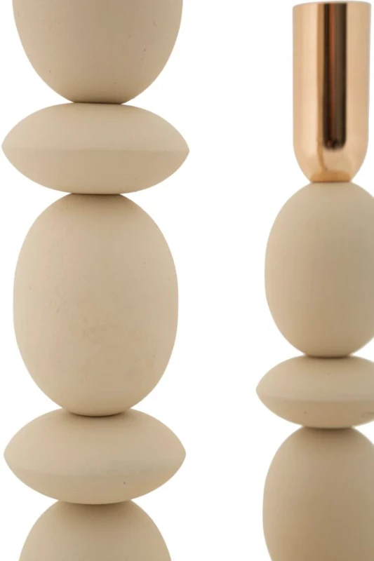 Mauro Ferretti Set Suport Lumânare Shuttle Crem 2 Bucăți Cm Ø10X25-10X33,3