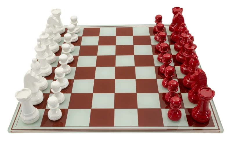 Mauro Ferretti Set Tablă De Șah Roșu/Alb,  61 X 61 X 14 Cm