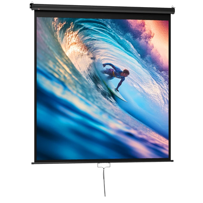 HOMCOM Ecran de proiecție TV și Home Cinema de 99 de inci, video proiector 1:1 4K HD, 178L x 178H cm