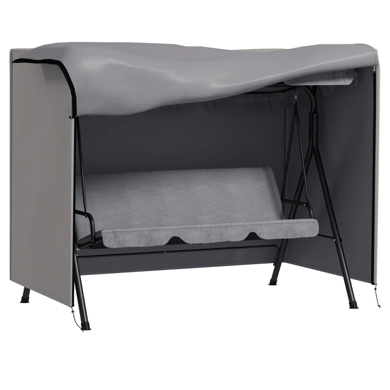 Outsunny Husă de Protecție balansoar de Grădină 3 Locuri pânză impermeabilă dim. 2,05L x 1,24l x 1,64H m Poliester Gri