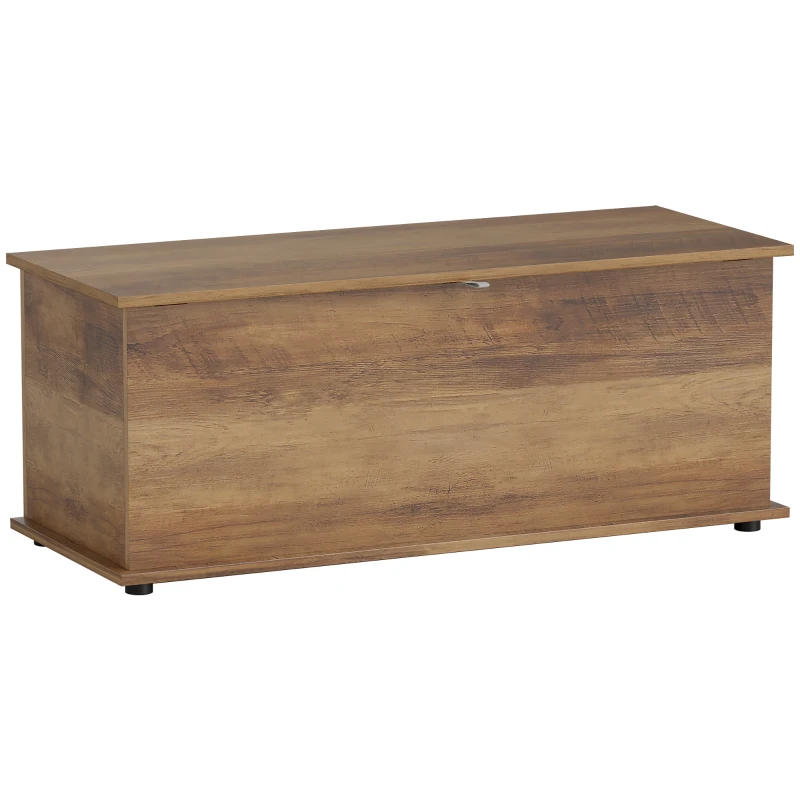HOMCOM Baú de Armazenamento Banco de Armazenamento com Tampa Dobrável e Dobradiças de Segurança 100x40x40 cm Marrom