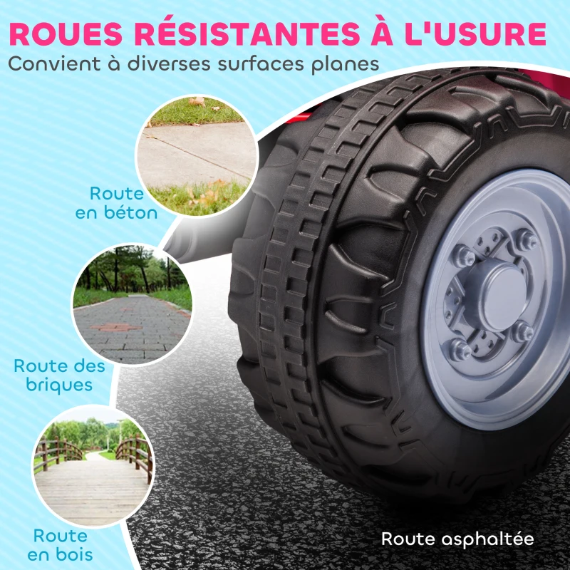 AIYAPLAY Quad électrique enfant 6 V, vitesse de 2,8 km/h, phares LED, klaxon, poignée et selle ergonomique, rose