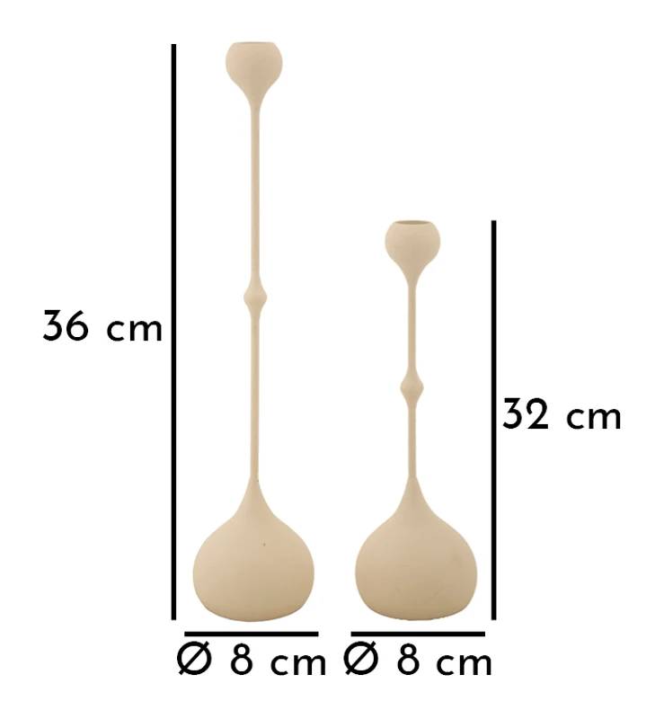 Mauro Ferretti Set Suport Lumânare Slimmy Crem 2 Bucăți Cm Ø 8X26-8X35