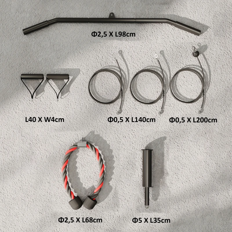 SPORTNOW Máquina de Polea para Casa y Máquina de Polea LAT, Conexión para Discos de Pesas Universales y Accesorios