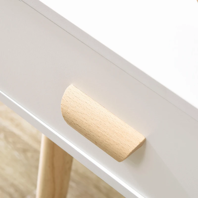 HOMCOM Set de 2 Noptiere cu Sertar și Picioare de Lemn pentru Dormitor Sufragerie Pat Birou 40,5x30,5x60 cm Alb