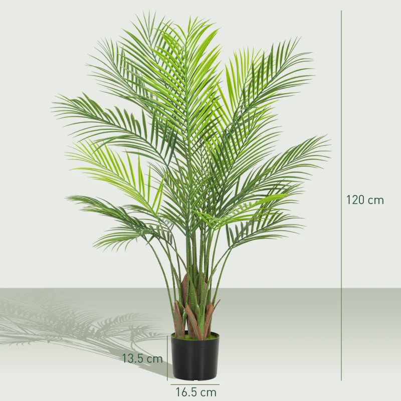 HOMCOM Palmier Artificial mare 120cm Planta artificiala, Plastica Plante artificiale in ghiveci pentru living birou