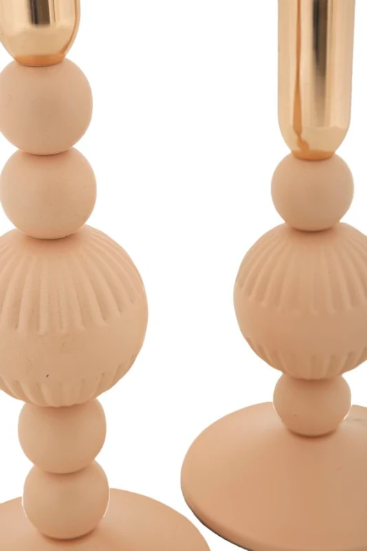 Mauro Ferretti Set Suport Lumanare Aster Roz 2 Bucati Cm Ø 10 X 20-25,3