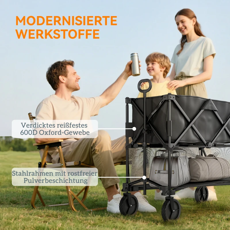 Outsunny Gartenwagen 200 kg belast zweistufige Transportwagen mit herausnehmbare Plane 369,5 Liter Schwarz