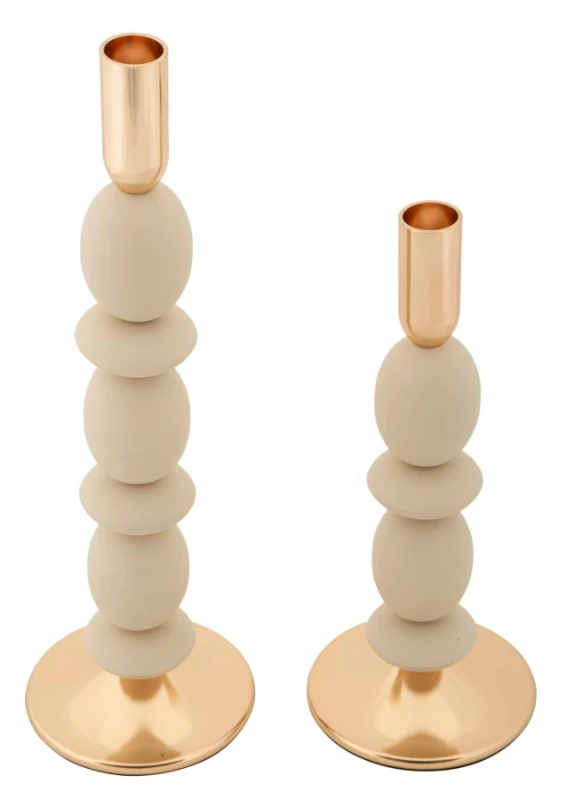 Mauro Ferretti Set Suport Lumânare Shuttle Crem 2 Bucăți Cm Ø10X25-10X33,3