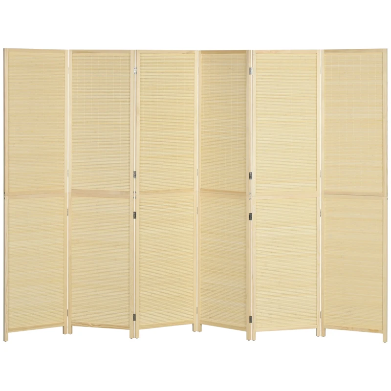HOMCOM Paravan din lemn de bambus 6 panouri 270 x 180 cm separator de camera cloison de separare pliabil - natural
