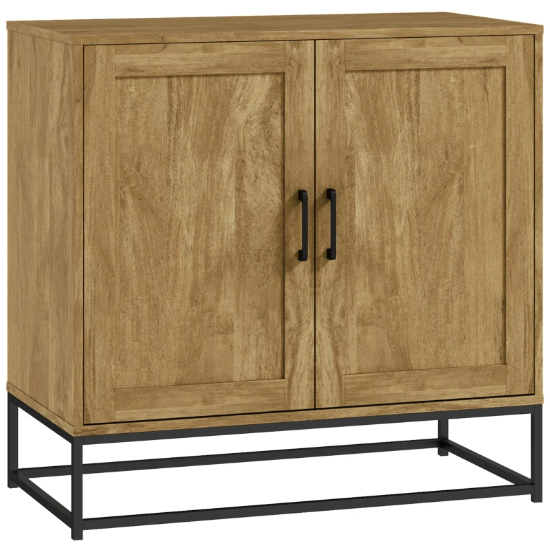 HOMCOM Móvel de Armazenamento Aparador Sala de Estar 2 Portas com Prateleira Interna Ajustável em Altura 80x40x78 cm Madeira Natural