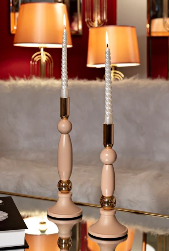 Mauro Ferretti Set Suport Lumanare Strek Roz 2 Bucati Cm Ø9,5X25-9,5X28