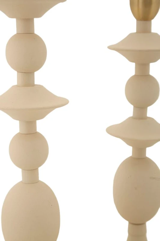 Mauro Ferretti Set Suport Lumanare Gemini Crem 2 Bucăți Cm Ø10X29-10X31