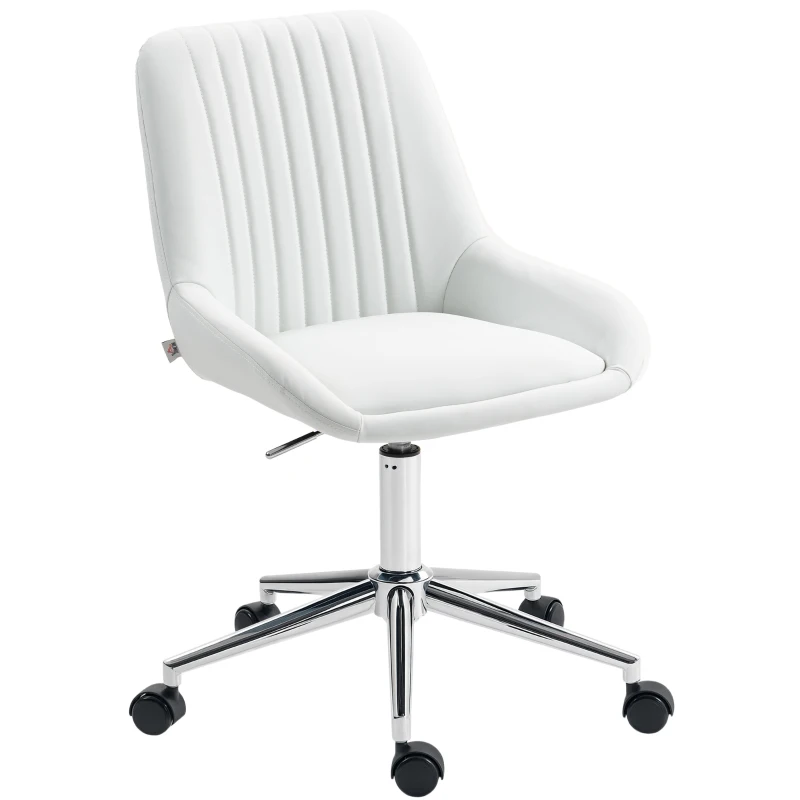 HOMCOM Bürostuhl ohne Armlehnen, Bürostuhl mit Höhenverstellung, 52x58x80-90cm, Weiß