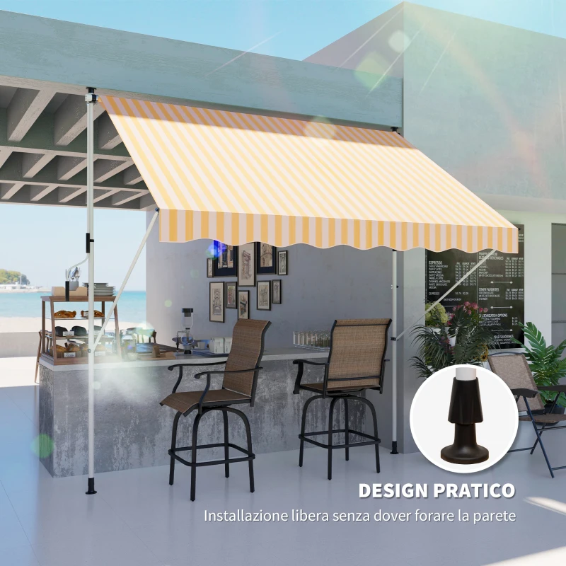 Outsunny Tenda da Sole a Bracci 3x1.5m con Manovella e Struttura Telescopica, Arancione e Bianco