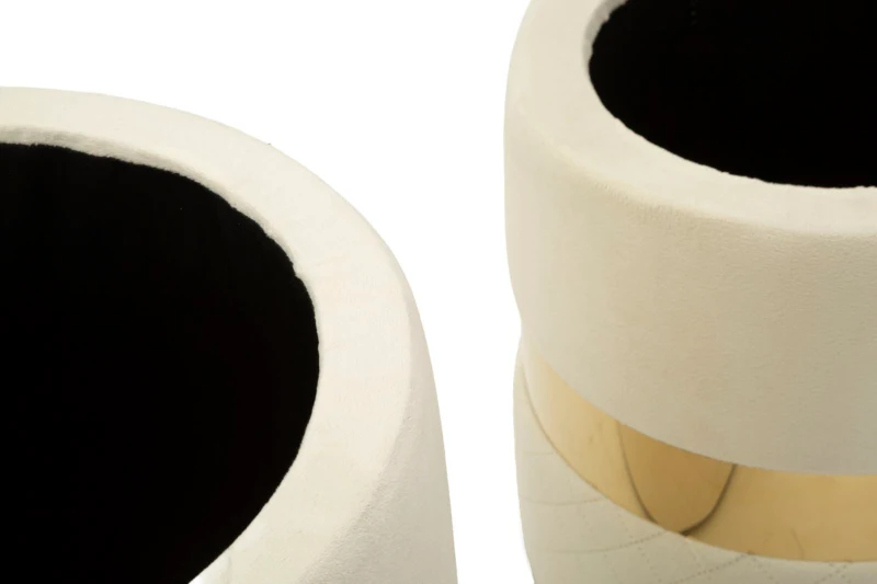 Mauro Ferretti Set De Puf Cu Recipient Sheffild Crem 2 Bucăți Cm Ø 37X42-28X33