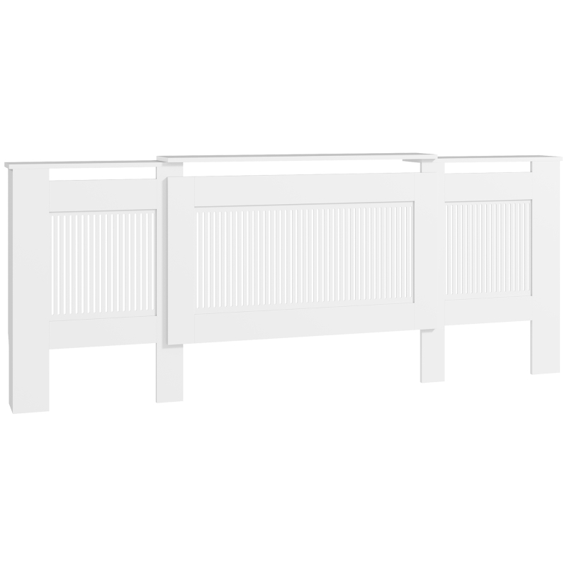 HOMCOM Acoperire radiator, design cu lamele, lungime ajustabilă 125-201 cm, MDF, Alb
