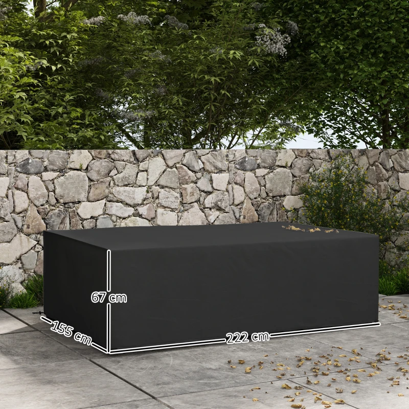Outsunny Copertura per mobili da giardino in tessuto Oxford impermeabile anti-UV, 222 x 155 x 67 cm, Nero