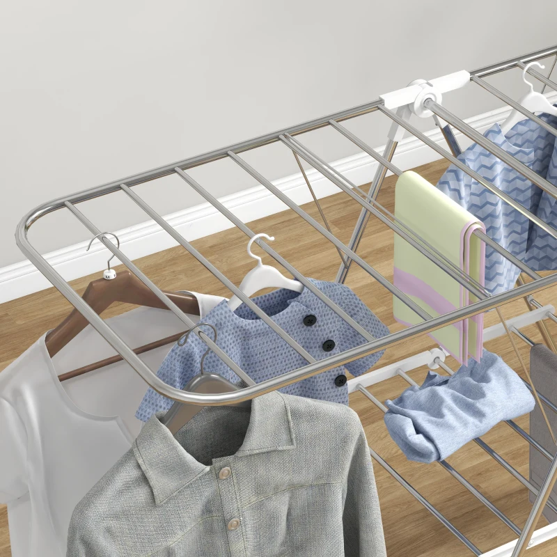 HOMCOM Estendal de Roupa Dobrável Estendal com Laterais Ajustáveis em 2 Níveis 148x60,5x98 cm Prata