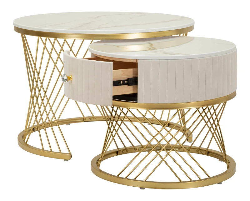 Mauro Ferretti Set De 2 Masute De Cafea Votix,  Cm Ø 70X48-50X43,3