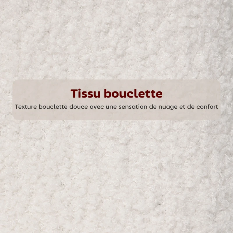 HOMCOM Lot de 2 tabourets de bar en tissu bouclette, chaises de bar avec dossier courbé, repose-pieds, 49x52x95cm, crème