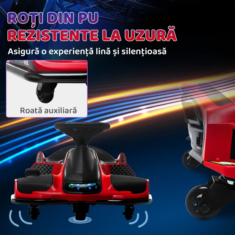 HOMCOM Kart Electric pentru Copii cu Pedale pentru Copii cu Pornire Lentă și Centură, 90x53x99 cm, Roșu(m-6)