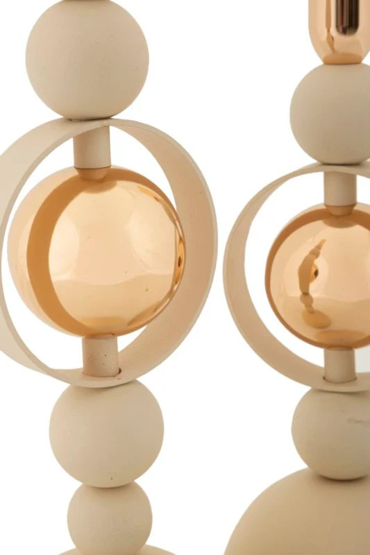 Mauro Ferretti Set Suport Lumânare Saturn Crem 2 Bucăți Cm Ø10X27-10X31