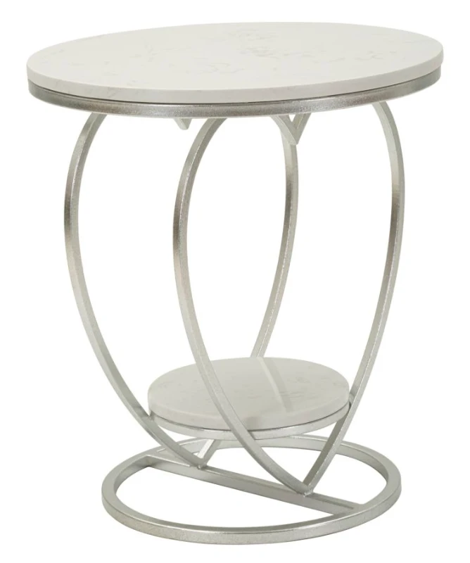 Mauro Ferretti Măsuță Inimă Argintie, Diametru 40 Cm, Înălțime 45,5 Cm