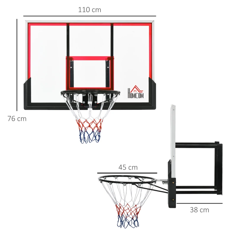 HOMCOM Cesta de Basquete de Parede com Aro Especial 102x76x110 cm Interior Exterior