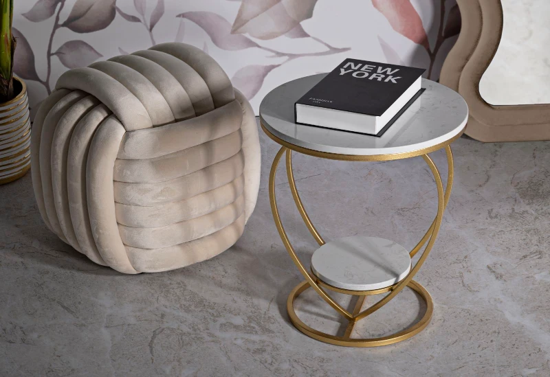 Mauro Ferretti Măsuță Inimă Aurie, Diametru 40 Cm, Înălțime 45,5 Cm