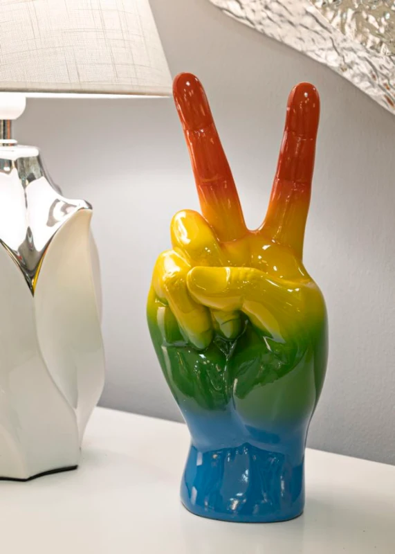 Mauro Ferretti Mână Curcubeu Cu Semnul V De Victorie,  16 X 13 X 36,5 Cm