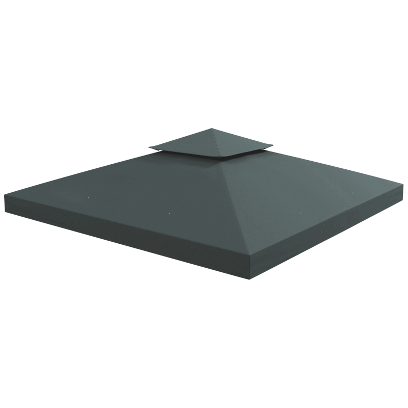 Outsunny Telhado de Substituição para Pavilhão de Jardim em Metal Poliéster 3x3M Cinza Antracite