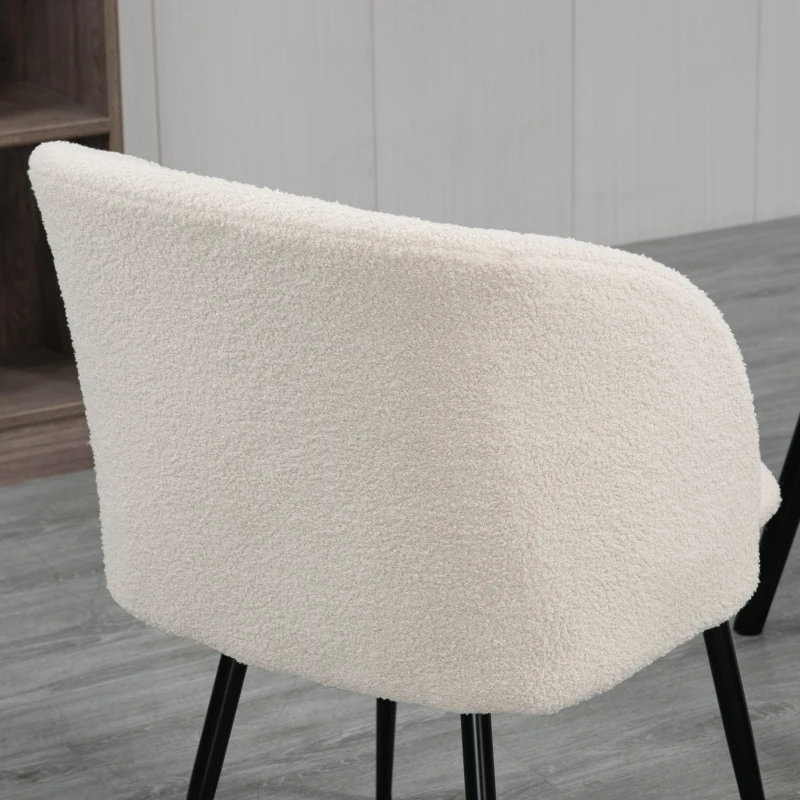 HOMCOM Conjunto de 2 Cadeiras de Sala de Jantar com Encosto em Tecido Pernas em Aço 55x62x80 cm Bege Preto
