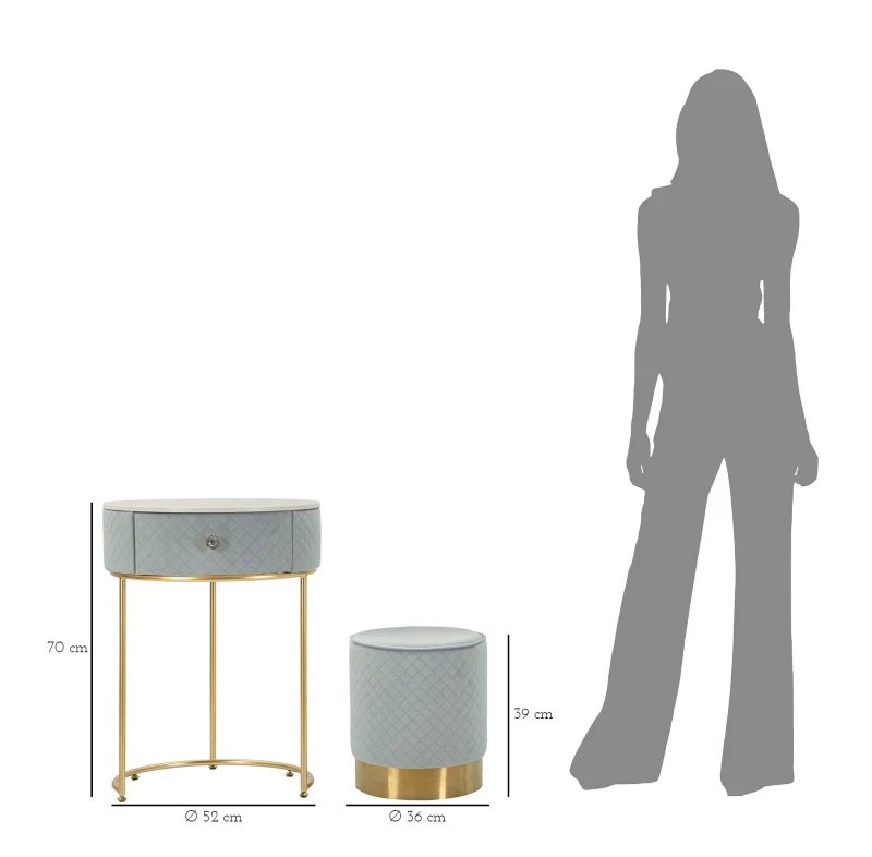 Mauro Ferretti Noptiera Cu Puf, Albastru, Cm Ø 52X70 - Ø 36X37